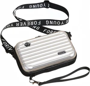 Mini Luggage Crossbody Bag - Stylish and Durable Hard Shell Travel Purse with Adjustable Forever Young Strap for Women - Light Gold