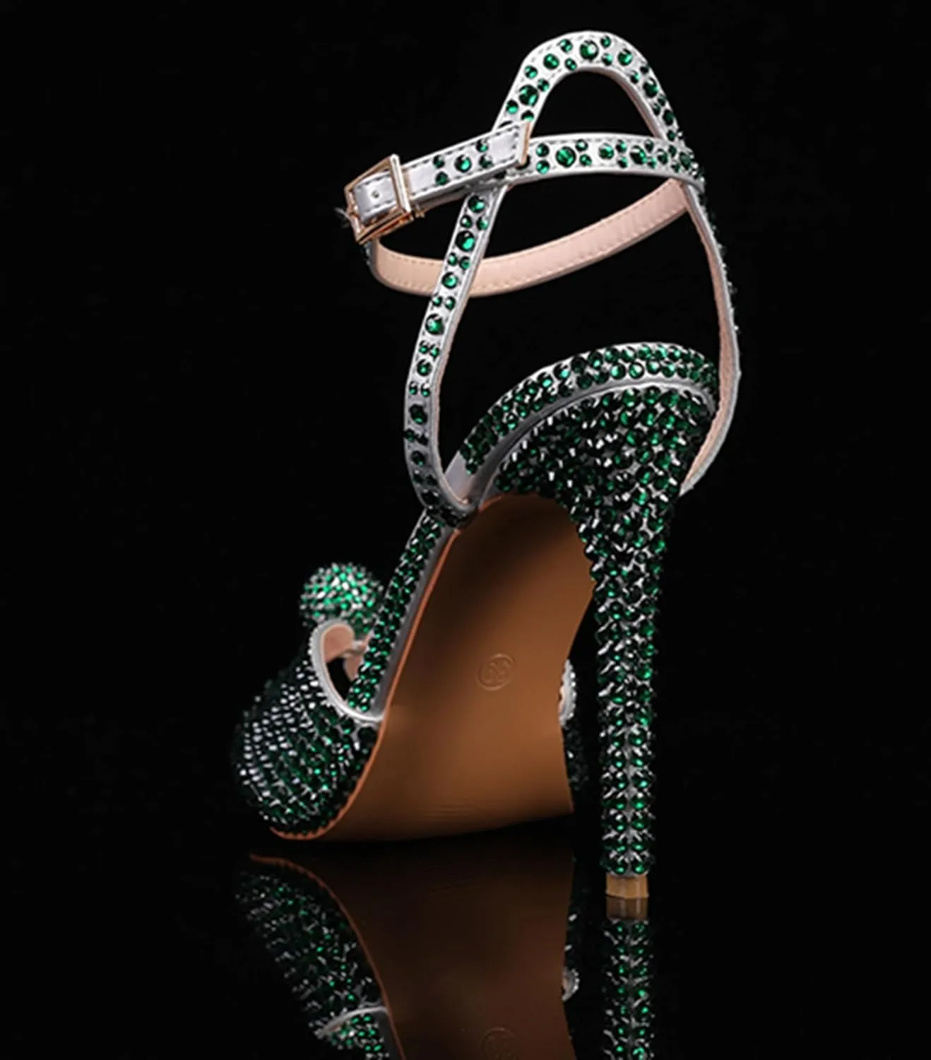 Minishion Slingback High Heel Wedding Shoes for Women with Crystals Fashion Evening Party Sandals