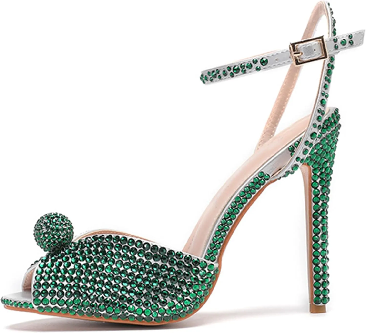 Minishion Slingback High Heel Wedding Shoes for Women with Crystals Fashion Evening Party Sandals