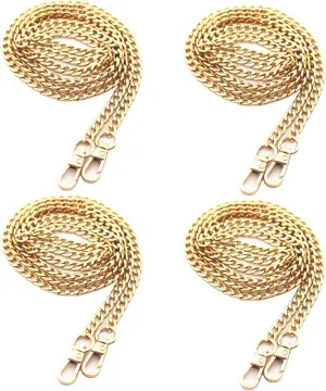 Model Worker 4PCS 47" DIY Iron Flat Chain Strap Thin Dainty Finished Handbag Chains Accessories Purse Straps Shoulder Cross Body Replacement Straps with Metal Buckles (Gold)