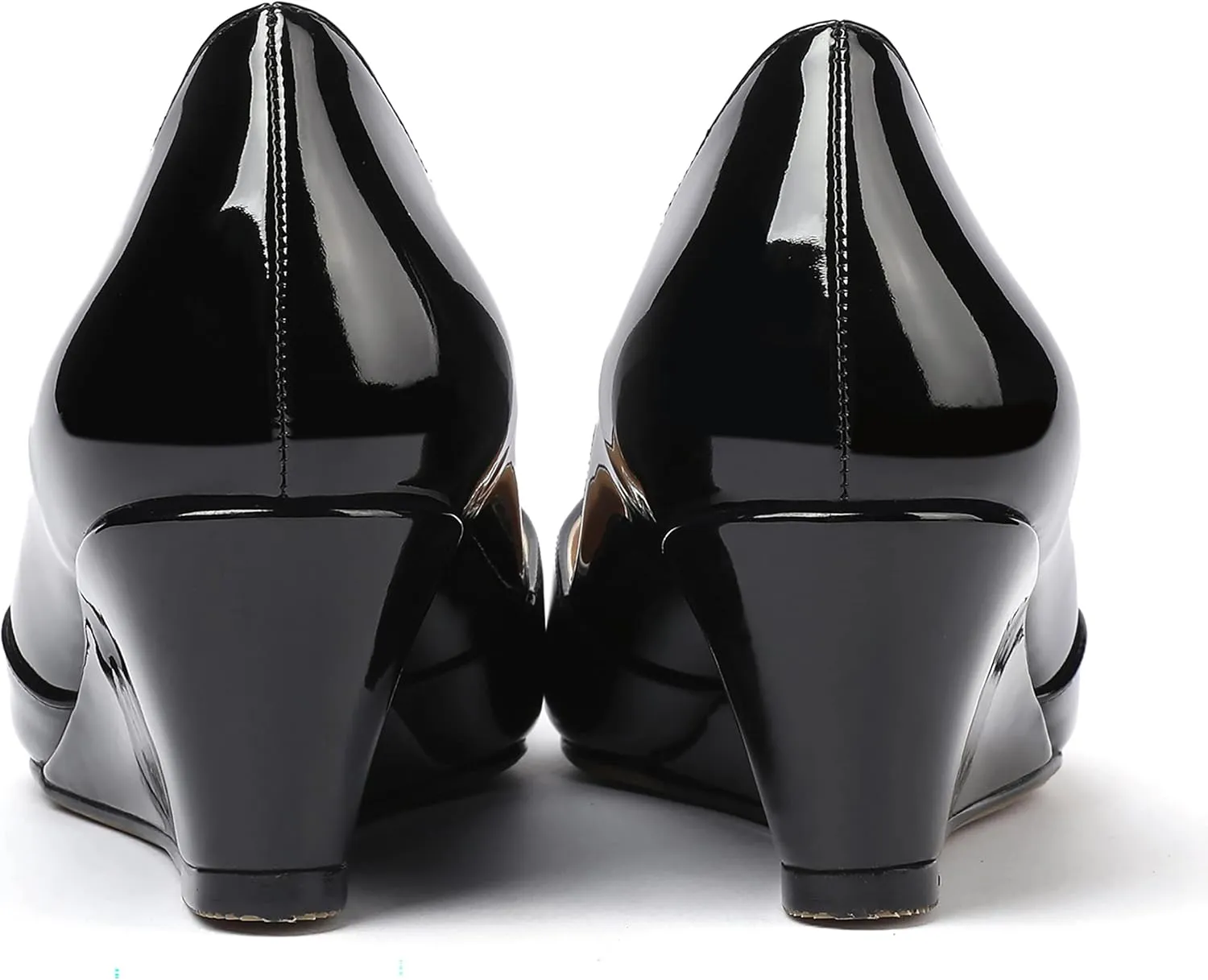 MODENCOCO Women's Slip On Professional Office Pointed Toe Patent Wedge Low Heel Pumps Shoes 2 Inch