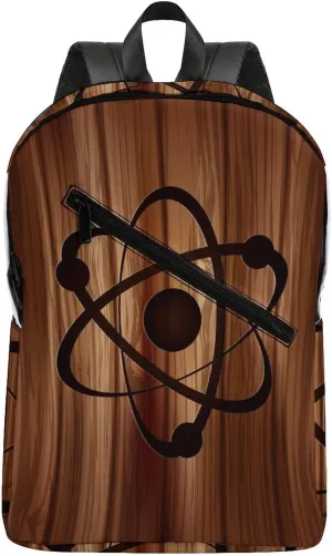 Molecule Atom IconWooden Fashion Camping Backpack for Men Travel Backpack Casual Shoulder Bag for Work Shopping University