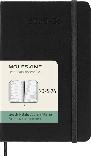 Moleskine Classic 18 Month 2025-2026 Weekly Planner, Hard Cover, Pocket (3.5" x 5.5"), Black, 208 pages