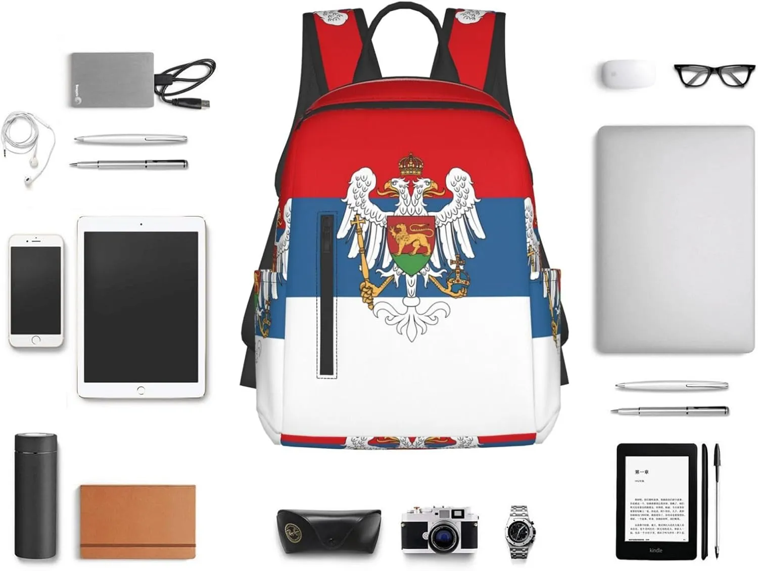 Montenegro Flag Casual Backpacks Large Capacity Laptop Backpack Sports Fitness Rucksack Travel Carry-On Daypack Work Bag for Outdoor Camping