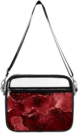 Moody Crimson Agate Dark Blood Red Jewel Tone Fashionable Transparent Crossbody Bag