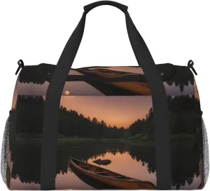Moonlit Canoe Allagash River Print Everyday Use Travel Duffle Bag Large Capacity Travel Bag Stylish Functional Bag