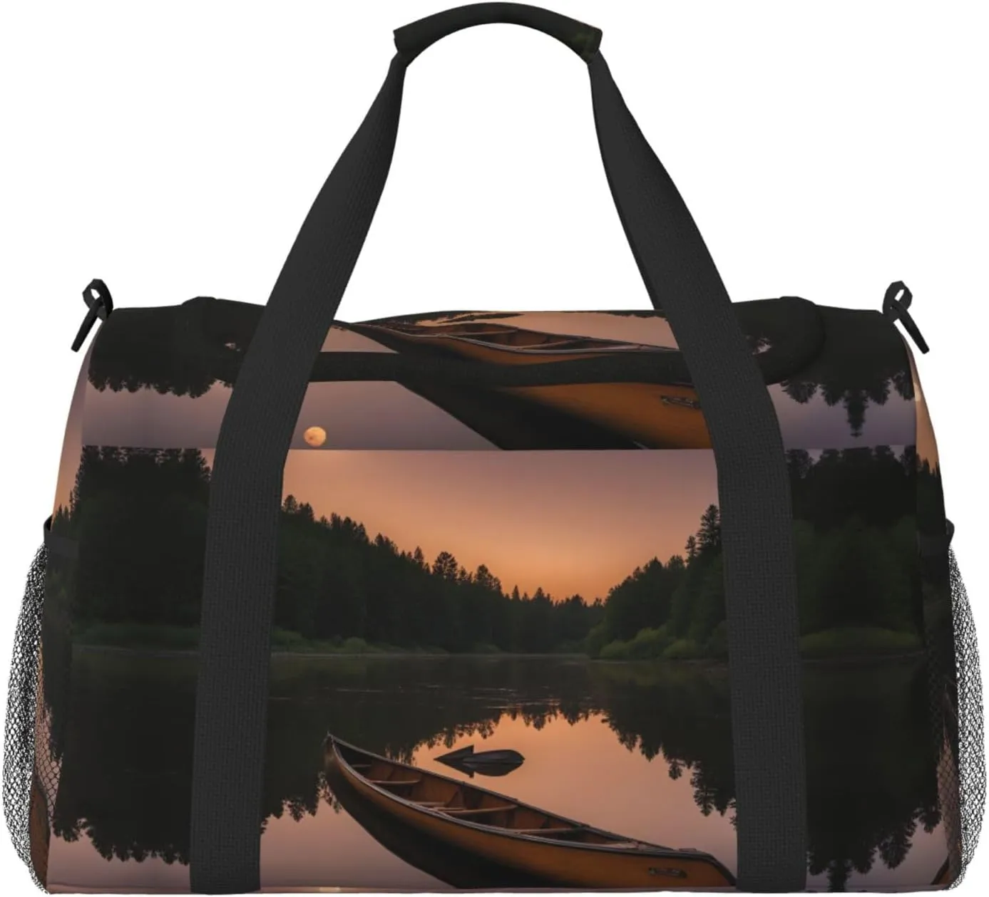 Moonlit Canoe Allagash River Print Everyday Use Travel Duffle Bag Large Capacity Travel Bag Stylish Functional Bag