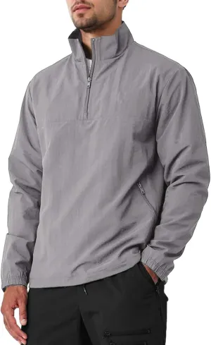 MorwenVeo Men's Casual Quarter Zip Pullover Lightweight Golf Track Jacket Stylish Windbreaker For Outdoors & Travel