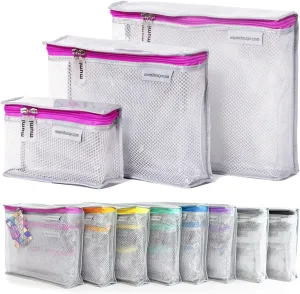 MUMI Travel Toiletry Bag Set of 3 – Water-Resistant Toiletry Bags for Women & Men – Clear Bags for Toiletries, Skincare, Makeup & Travel Essentials – Lightweight, Durable & Portable Organizer - Pink