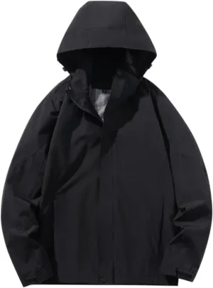 Muscularfit Men's Rain Jacket Waterproof Lightweight Rain Shell Jacket Raincoat Outdoor Sport Windbreaker Jacket Outwear Coat