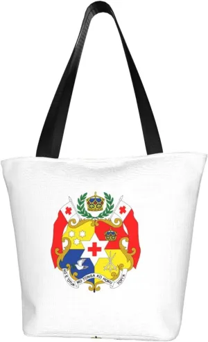 National Emblem of Tonga Women'S Casual One Shoulder Carry Shopping Bag Large Capacity Working Storage Handbag