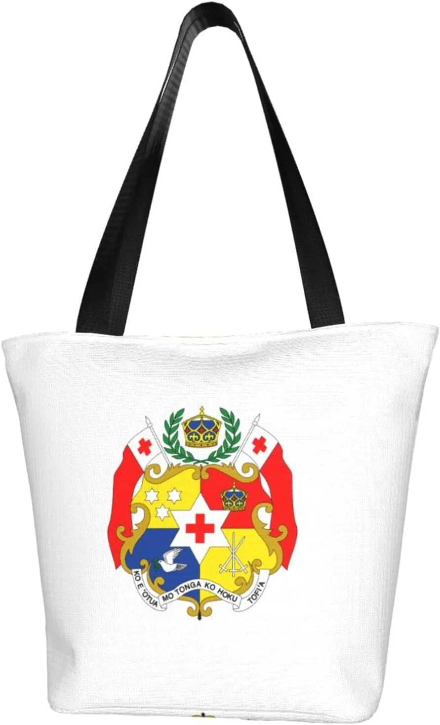National Emblem of Tonga Women'S Casual One Shoulder Carry Shopping Bag Large Capacity Working Storage Handbag