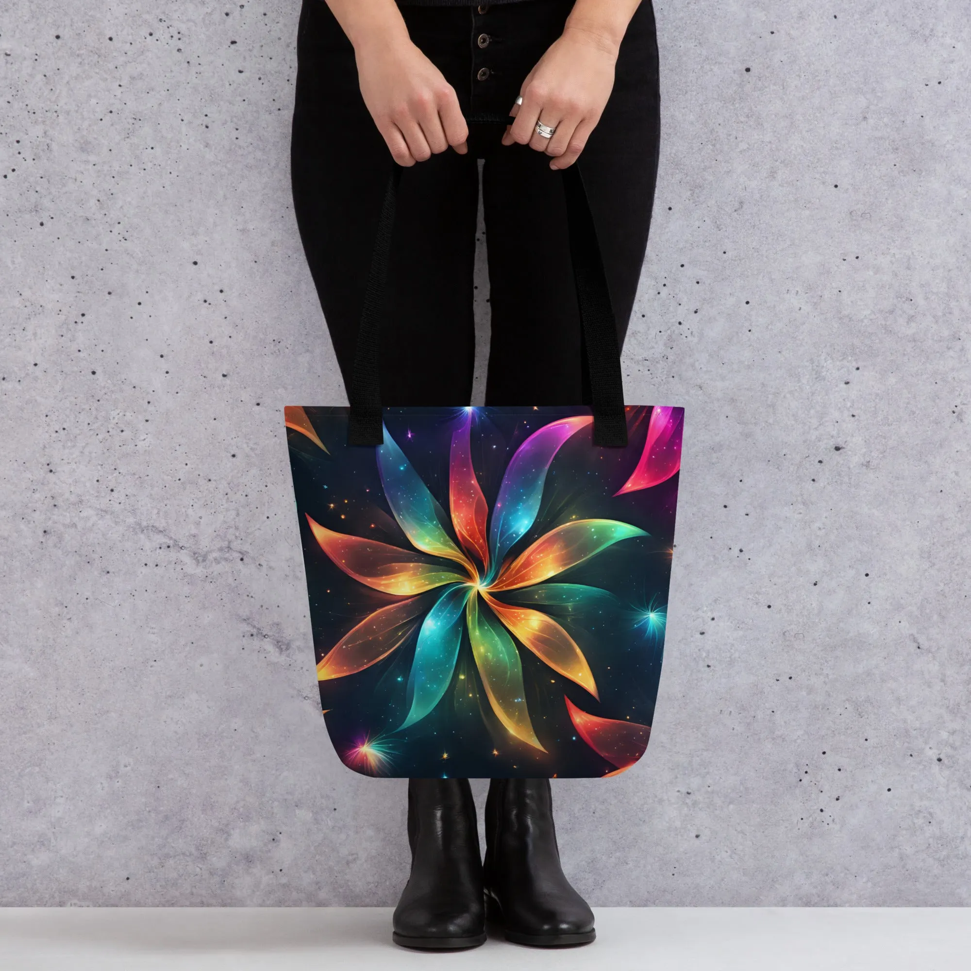 Neon Rainbow Pinwheel All Over Print Tote Bag