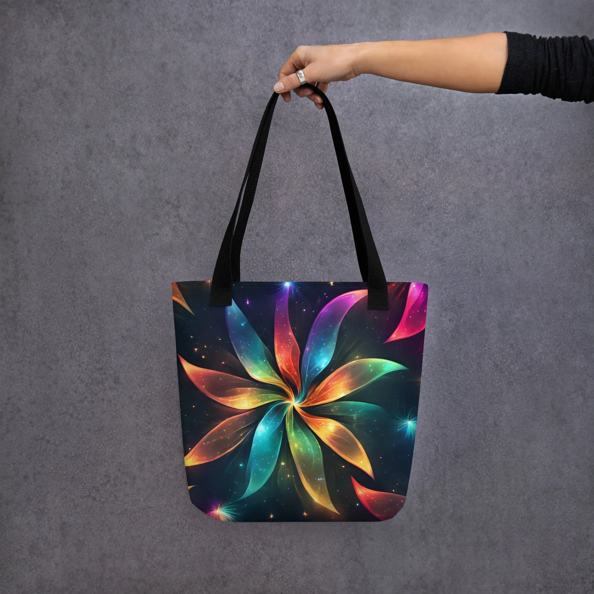 Neon Rainbow Pinwheel All Over Print Tote Bag