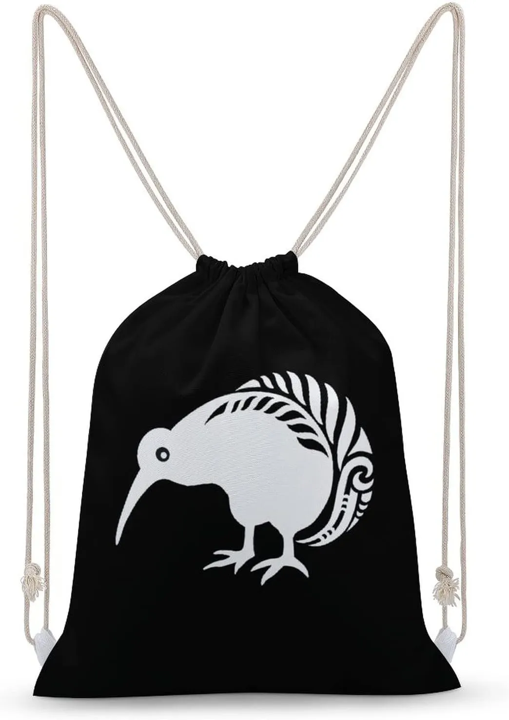 New Zealand Kiwi Fern Canvas Drawstring Backpack Fashionable Sports Sackpack Personalized Shoulder Bag for Men Women 30x40cm