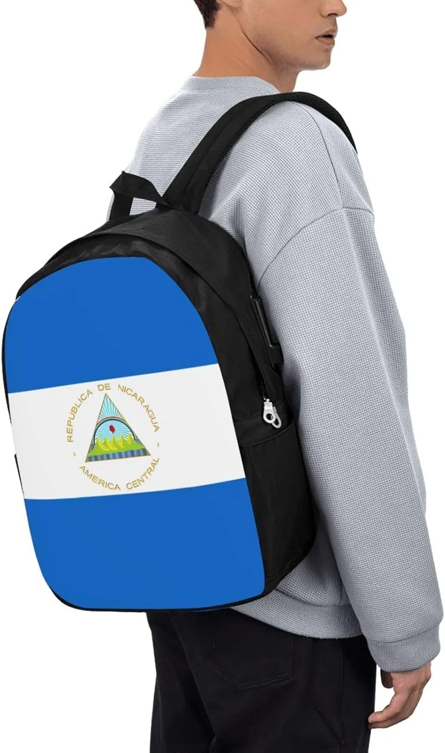 Nicaragua Flag Laptop Backpacks Travel Backpack Casual Business Daypack Sport Rucksack Computer Bag Fits up to 17 Inch Notebook with USB Port