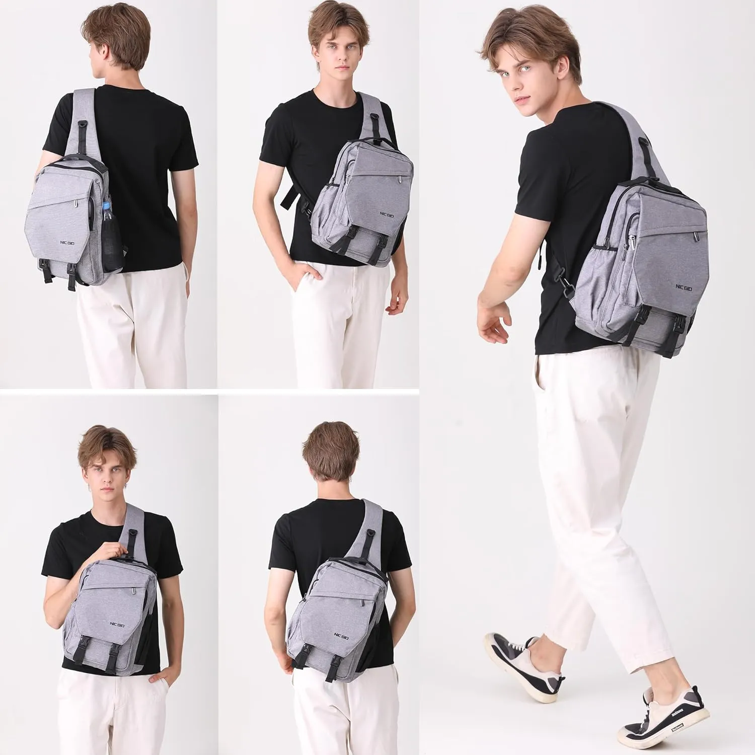 NICGID Sling Bag Backpack, 13.3'' 14.1'' Laptop Bag Crossbody Shoulder Chest Backpacks Travel Outdoors for Men Women