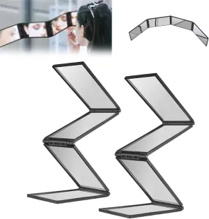 Nishomee Mirror, Multi Angle Folding Mirror for Self Haircutting - Head Back View Available, 4 Way Mirror, 360 Portable Foldable Handheld Desktop Expandable Makeup-2pcs