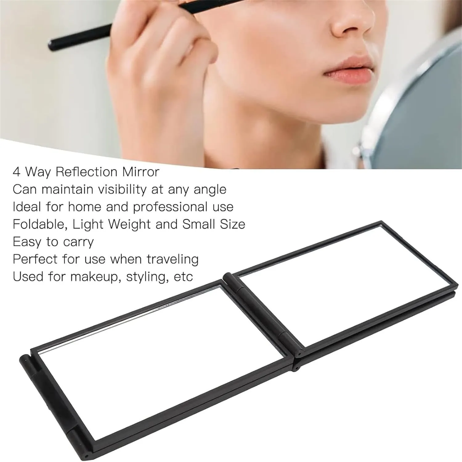 Nishomee Mirror, Multi Angle Folding Mirror for Self Haircutting - Head Back View Available, 4 Way Mirror, 360 Portable Foldable Handheld Desktop Expandable Makeup-2pcs