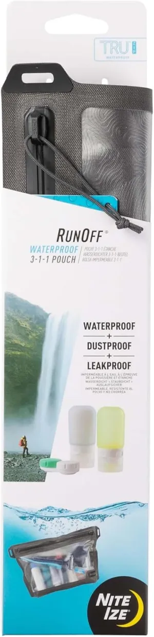 Nite IZE Runoff Waterproof 3-1-1 Pouch, Slim Waterproof Travel Bag for Toiletries, Electronics, and More. Tough Trusted Protection for Water Sports and Adventure Travel