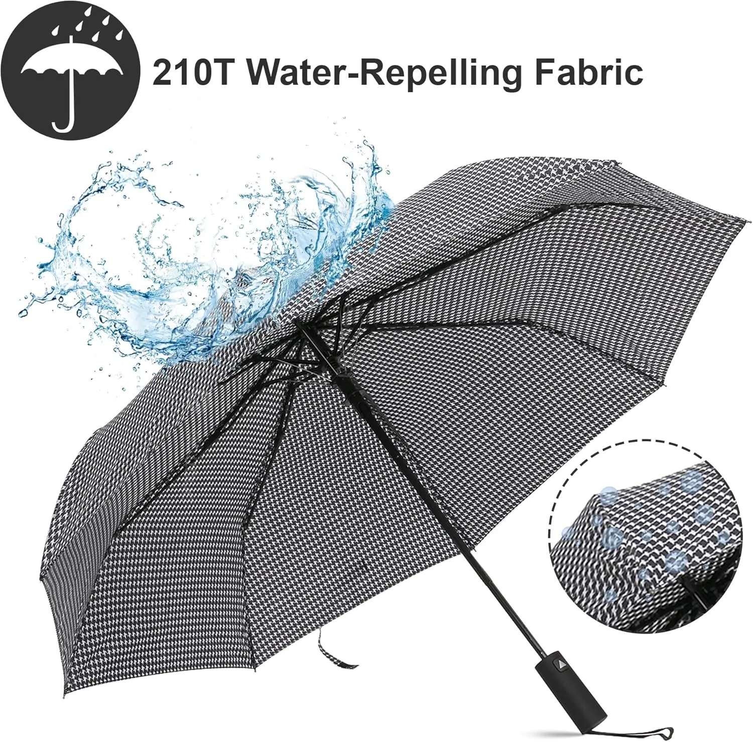 Nollia Windproof Automatic Travel Umbrella, Compact Portable with Reinforced Ribs for Sun & Rain