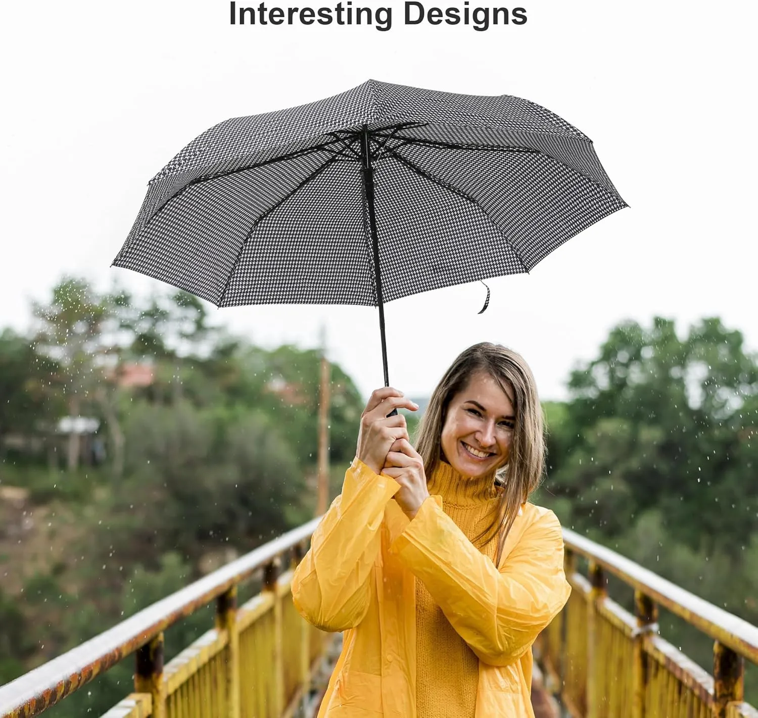 Nollia Windproof Automatic Travel Umbrella, Compact Portable with Reinforced Ribs for Sun & Rain