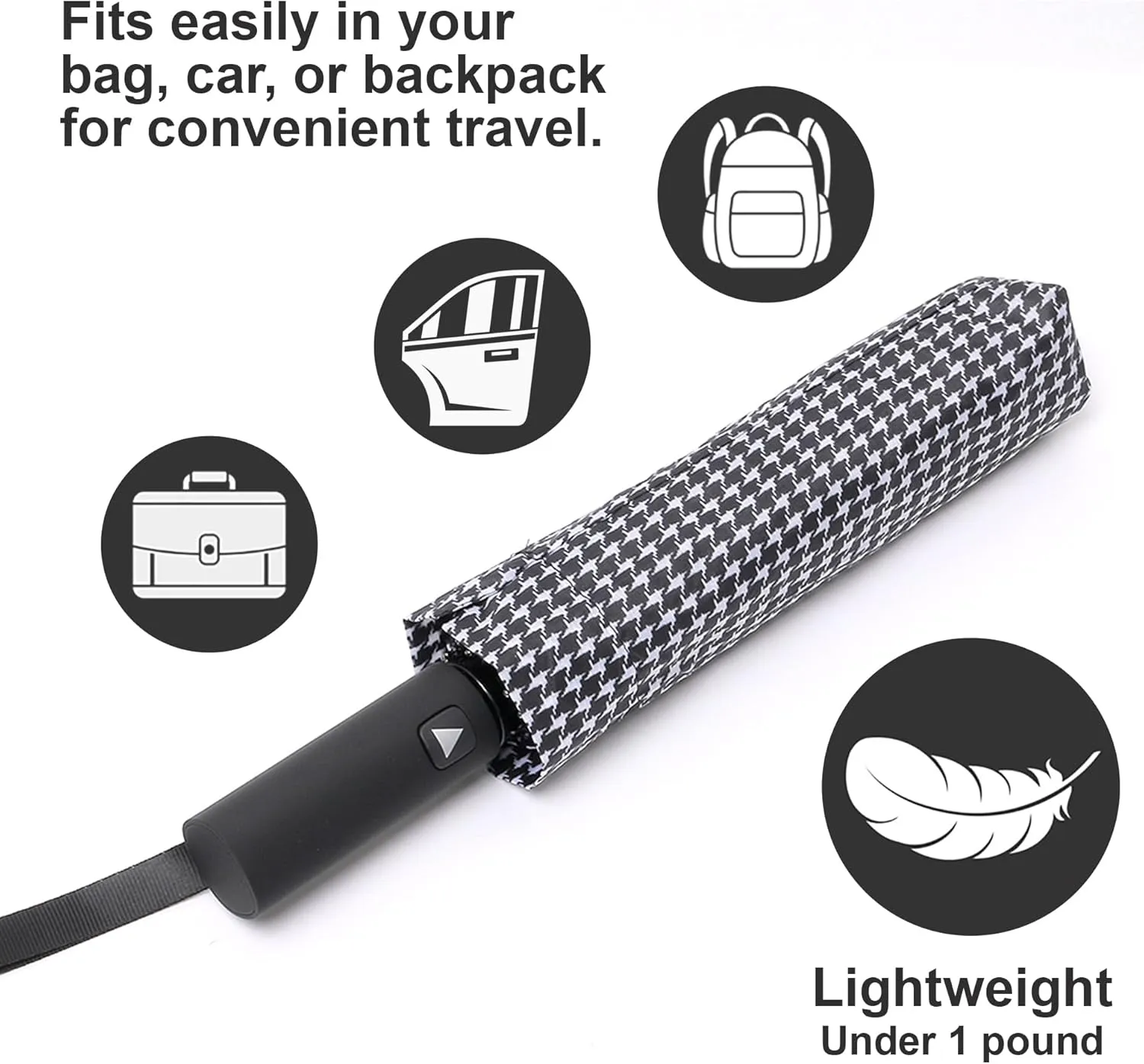 Nollia Windproof Automatic Travel Umbrella, Compact Portable with Reinforced Ribs for Sun & Rain