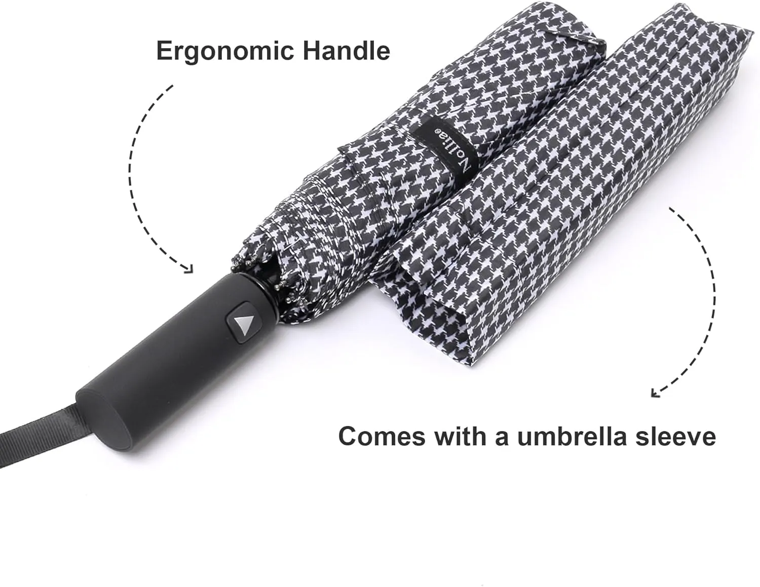 Nollia Windproof Automatic Travel Umbrella, Compact Portable with Reinforced Ribs for Sun & Rain