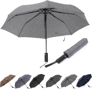 Nollia Windproof Automatic Travel Umbrella, Compact Portable with Reinforced Ribs for Sun & Rain