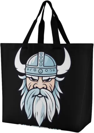 Norse Mythology God Valhalla Viking Shoulder Bag Large Capacity Shopping Bag Washable Grocery Bag Handbag for Women Men