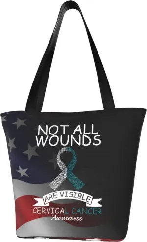 Not All Wounds Are Visible Cervical Cancer Awareness Fashion Shoulder Bag Large Capacity For Man Or Woman