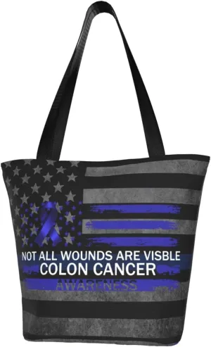 Not All Wounds Are Visible Colon Cancer Awareness Fashion Shoulder Bag Large Capacity For Man Or Woman