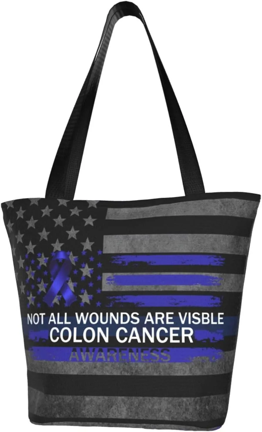 Not All Wounds Are Visible Colon Cancer Awareness Fashion Shoulder Bag Large Capacity For Man Or Woman