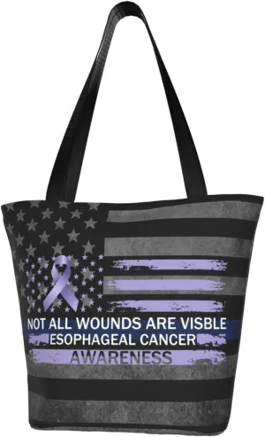 Not All Wounds Are Visible Esophageal Cancer Awareness Fashion Shoulder Bag Large Capacity For Man Or Woman