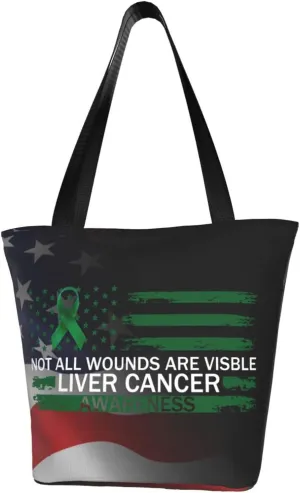 Not All Wounds Are Visible Liver Cancer Awareness Fashion Shoulder Bag Large Capacity For Man Or Woman