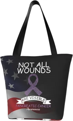 Not All Wounds Are Visible Pancreatic Cancer Awareness Fashion Shoulder Bag Large Capacity For Man Or Woman