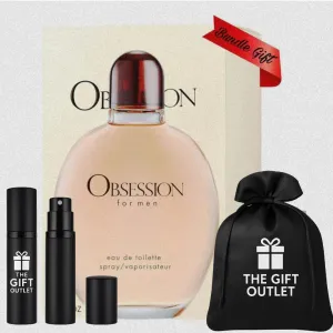 Obsession Cologne for Men De Toilette Spray 4.0 oz Bundle with Perfume Atomizer with Velvet Travel Bag