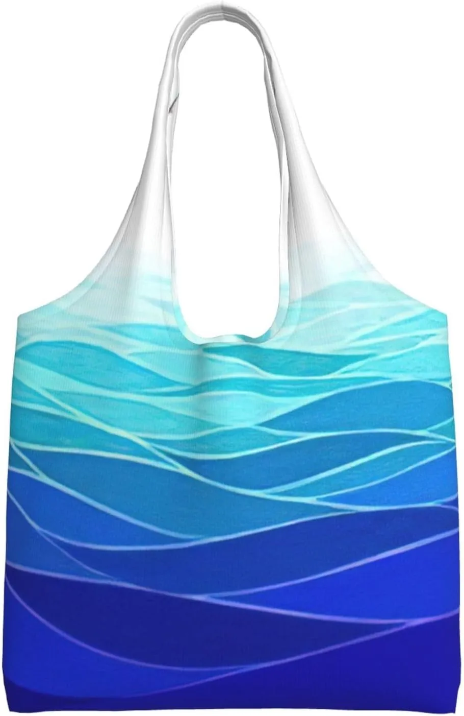 Ocean Waves Sailboat with Birds Maritime Print Stylish and Spacious Single Shoulder Commuting Canvas Tote Bag for Work Travel
