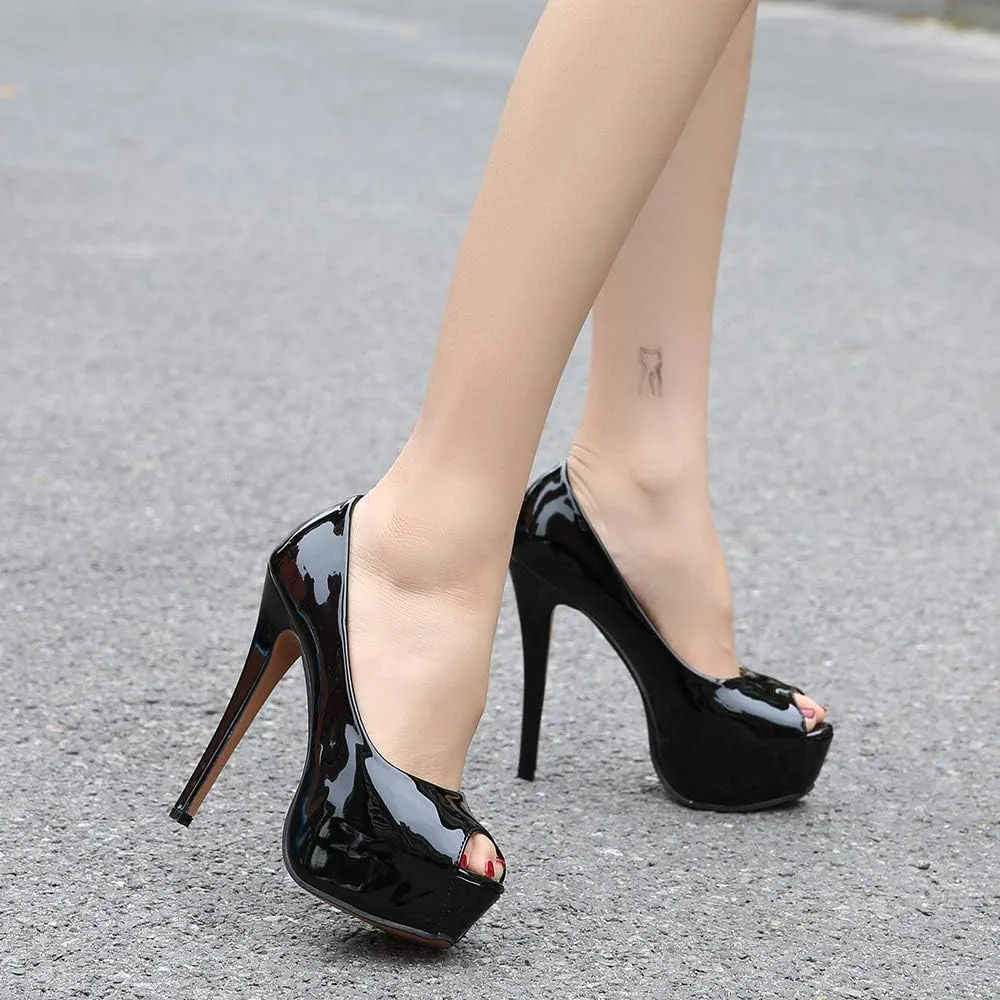 OCHENTA Women's Peep Toe Prom Heels Platform High Heels Sexy Dress Pumps