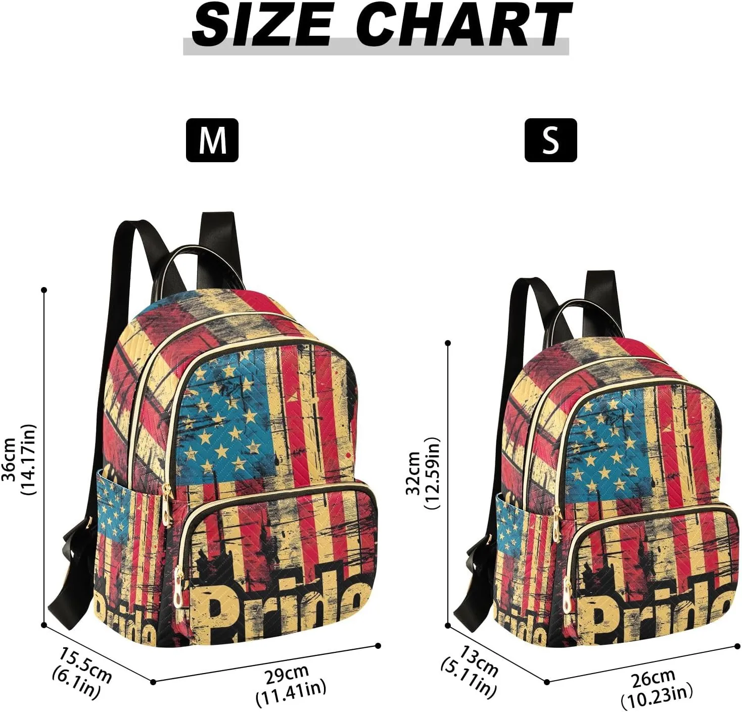 ODAWA American Flag Pride Quilted Backpacks Woman Backpack Purse Travel Purse