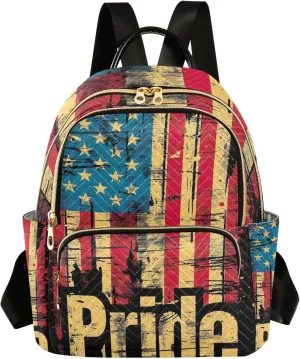 ODAWA American Flag Pride Quilted Backpacks Woman Backpack Purse Travel Purse