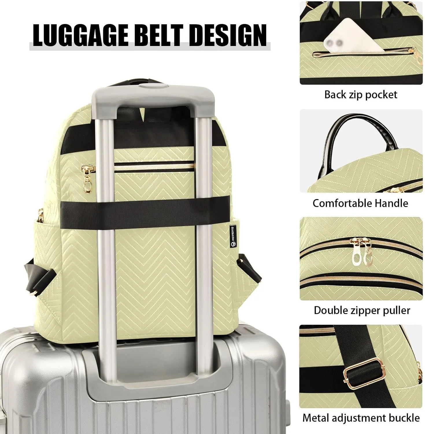 ODAWA Travel Bags for Women, Pale Goldenrod Ladies Shoulder Bag Handbag Lightweight Travel Backpack
