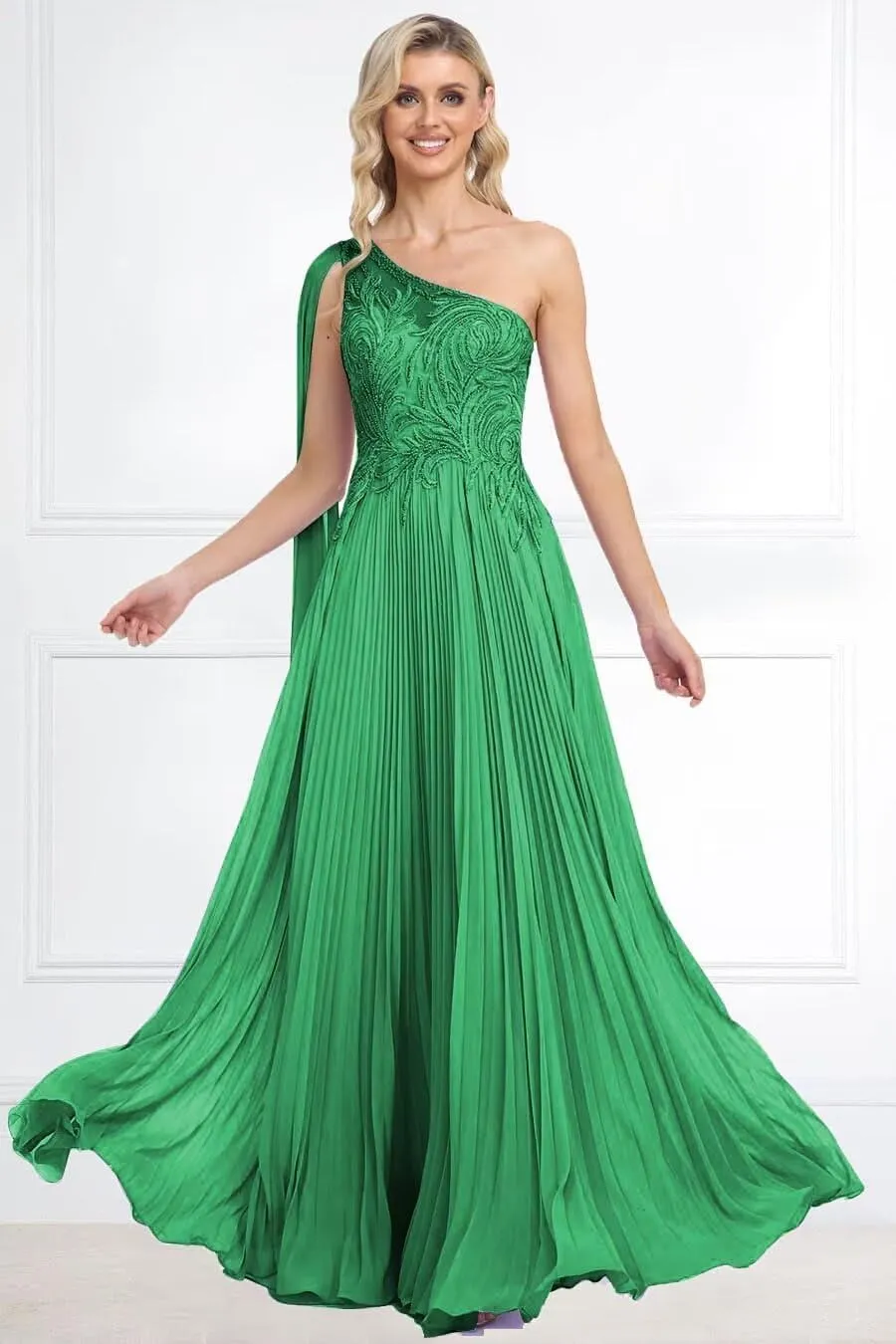One Shoulder Prom Dresses 2025 Lace Appliques Evening Dress Long Chiffon A-line Flowy Formal Dresses for Women