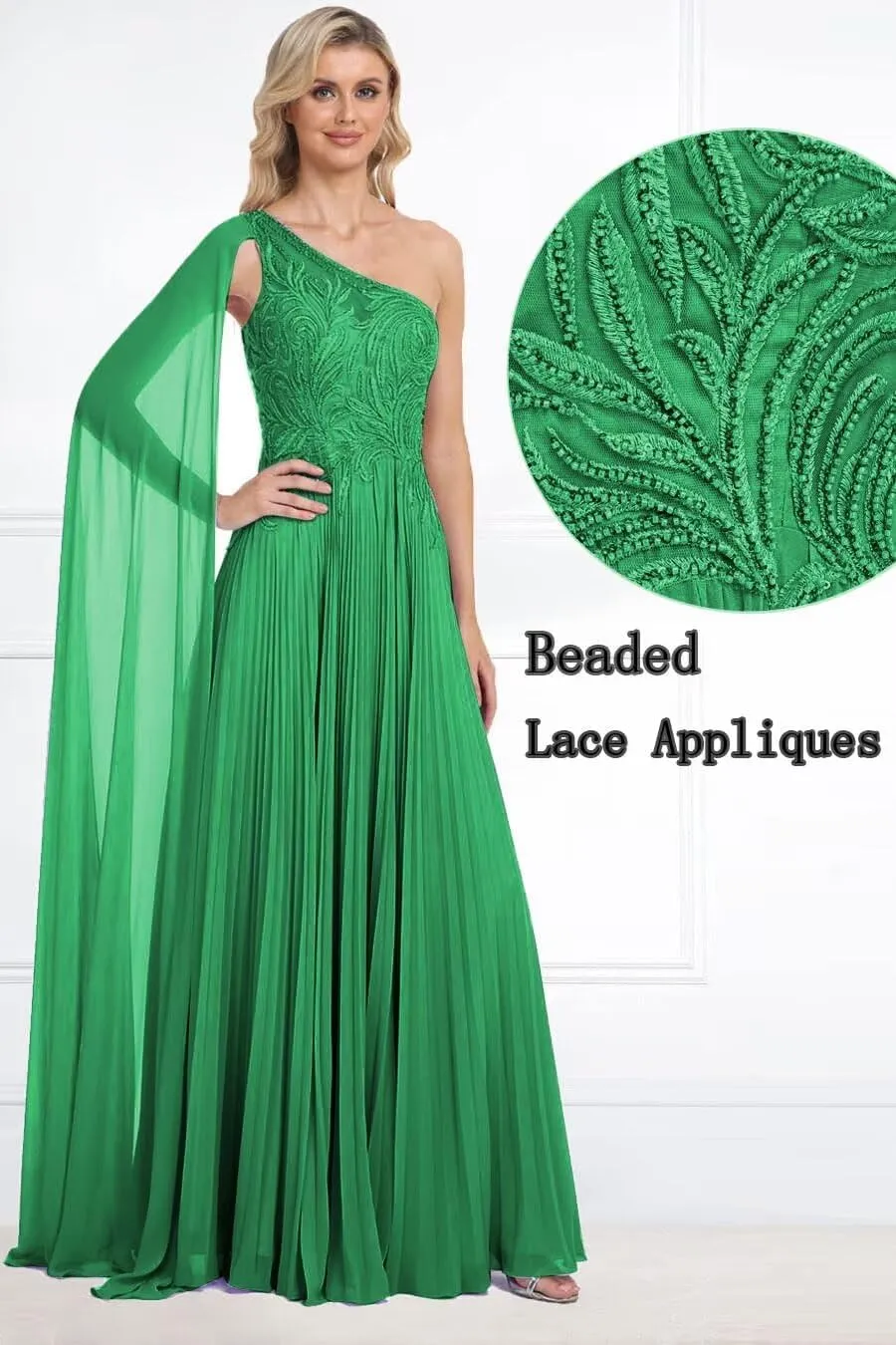 One Shoulder Prom Dresses 2025 Lace Appliques Evening Dress Long Chiffon A-line Flowy Formal Dresses for Women