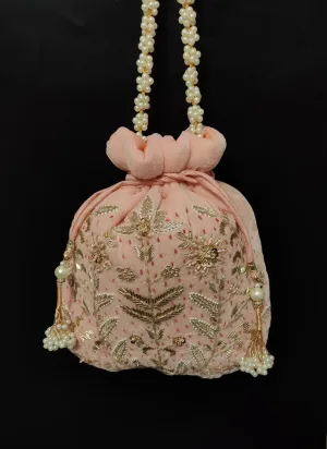 Onion Pink embroidered Potli - Rent