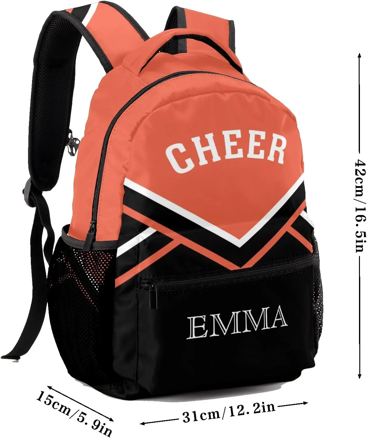 Orange Cheer Cheerleaders Backpack Shoulder Shopping Bag Travel Casual Bags with Name Text