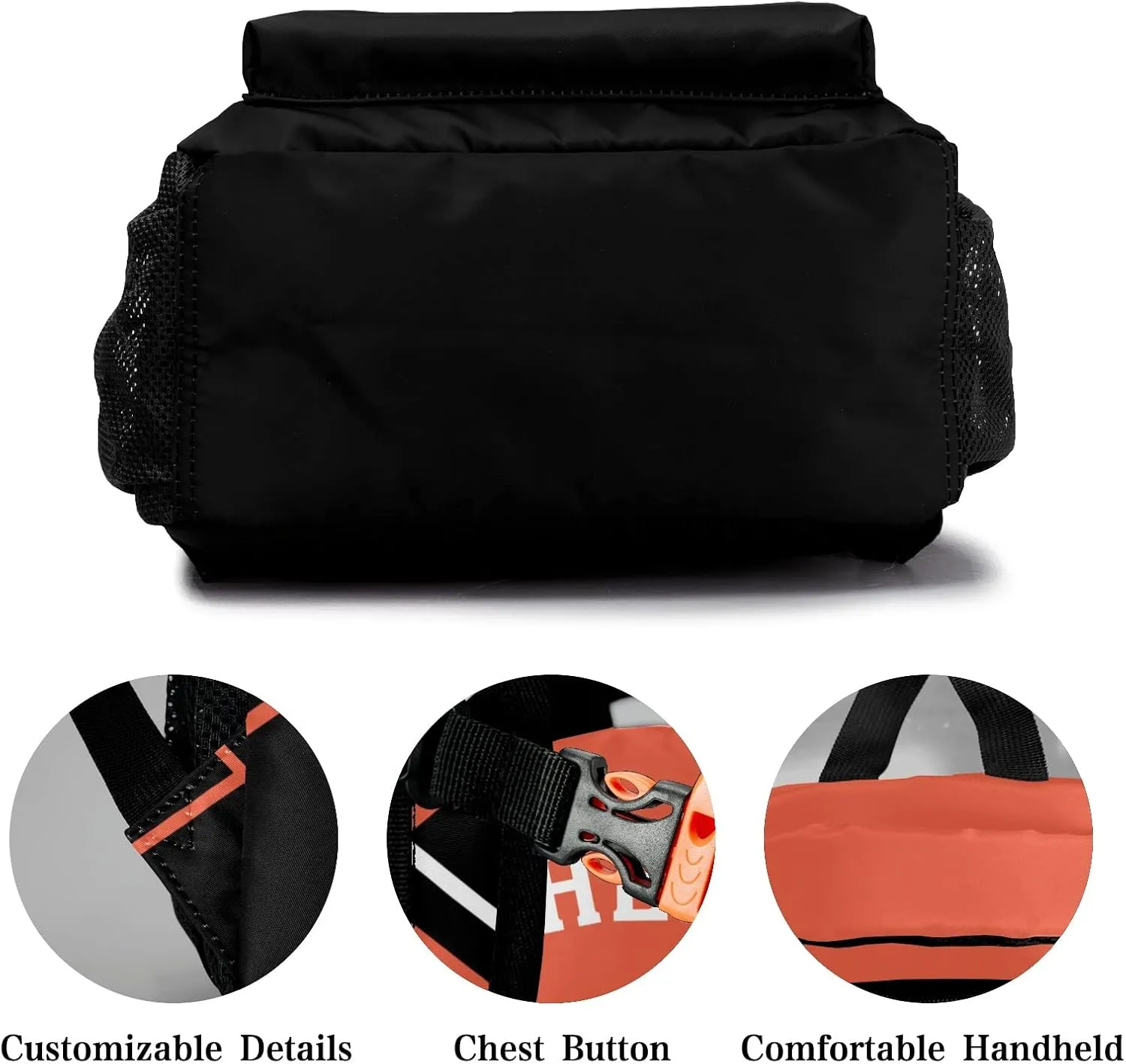 Orange Cheer Cheerleaders Backpack Shoulder Shopping Bag Travel Casual Bags with Name Text