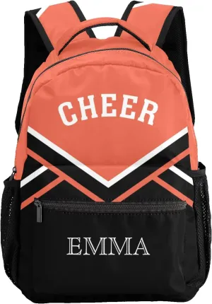 Orange Cheer Cheerleaders Backpack Shoulder Shopping Bag Travel Casual Bags with Name Text