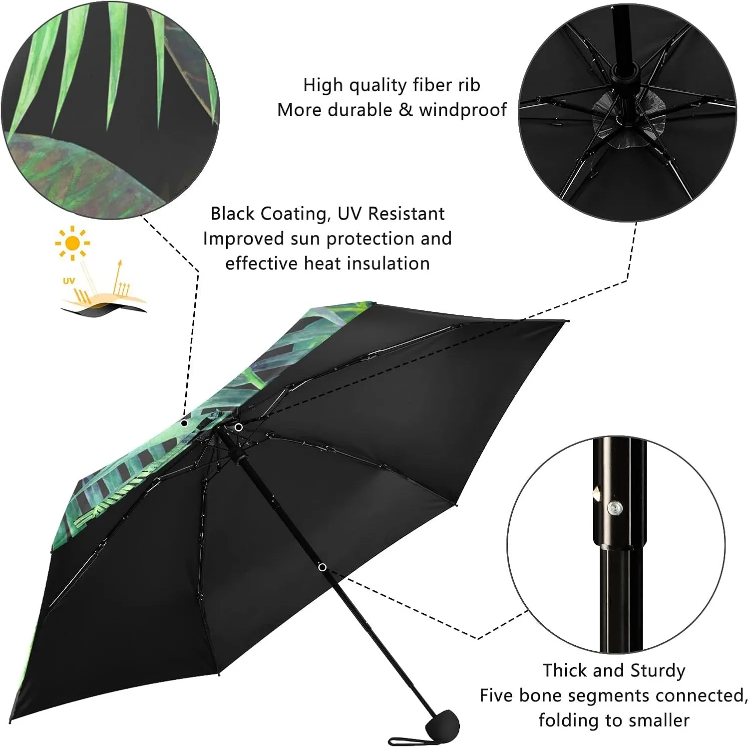Oyihfvs Parasol Folding Umbrella, Reinforced Windproof Waterproof, Portable Compact Anti-UV Sun Rain Protection for Travel Outdoor