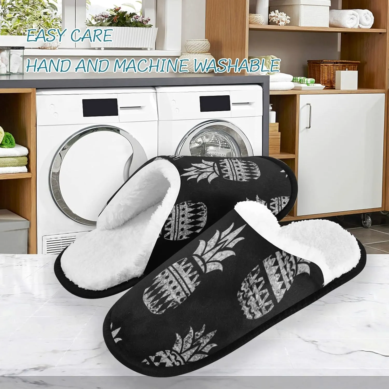 Oyihfvs Unisex Slippers Fuzzy Feet Plush Cotton Slippers Anti-Slip Warm House Shoes M/L